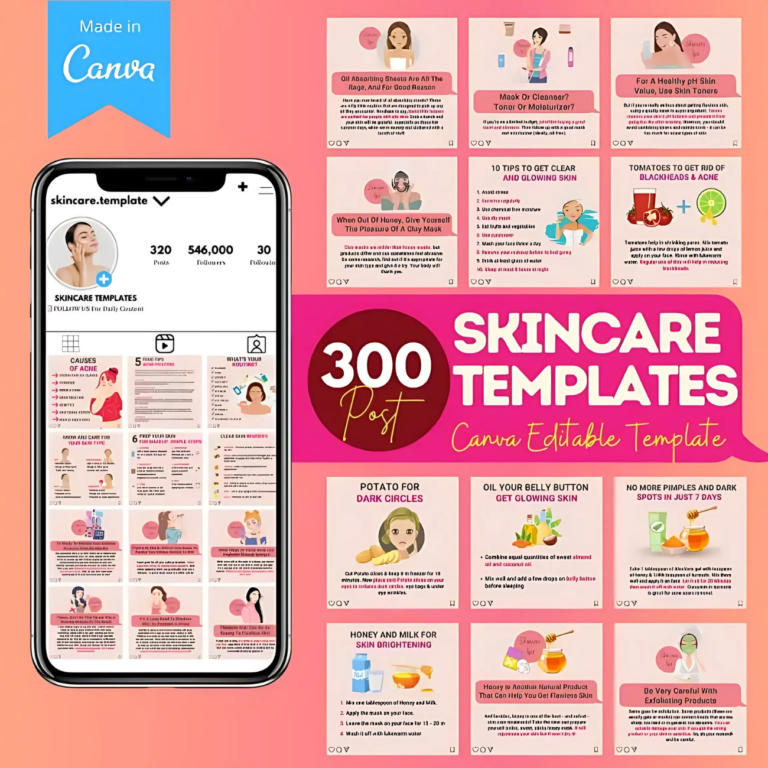 300 Skincare Beauty – Canva Editable Template